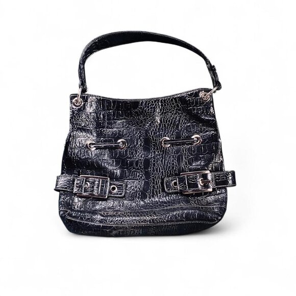 crocodile black shoulder bag - Picture 1 of 7
